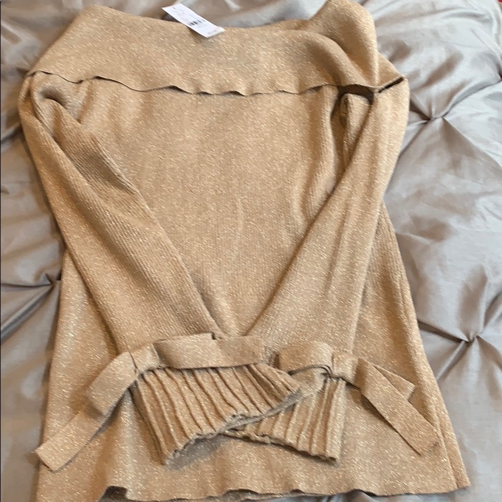 Off the shoulder tannish gold sweater